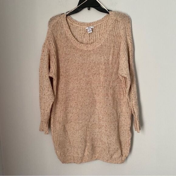 Bar III Women’s Scoop Neck Oversize Thick Knit Tunic Sweater Cream L - Picture 1 of 3